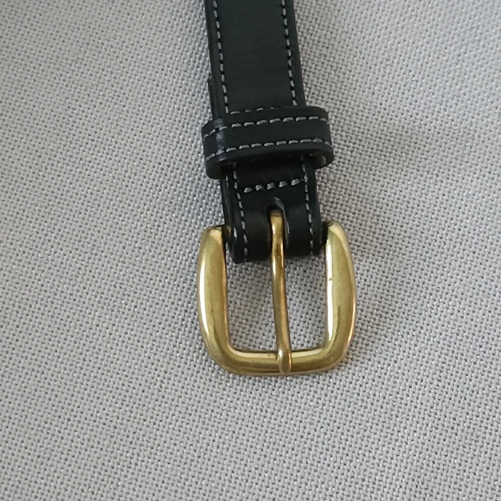 Tory Leather Co. Womens Black English Bridle Leather Belt 28‎ Solid Brass Buckle